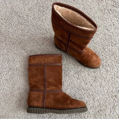 BASS Brown Leather Mid Calf Boots Sherpa Lined Womens 7M - Image 1 of 4