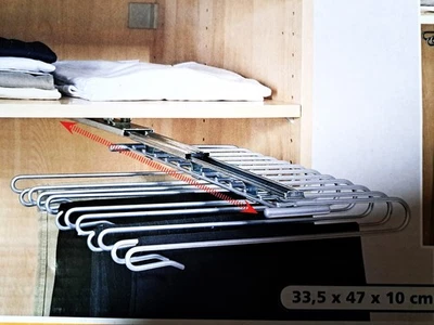 WENKO Schrankauszug Hosenbügel für 12 Hosen leichte Montage inklusive Matetrial - Bild 1 von 4