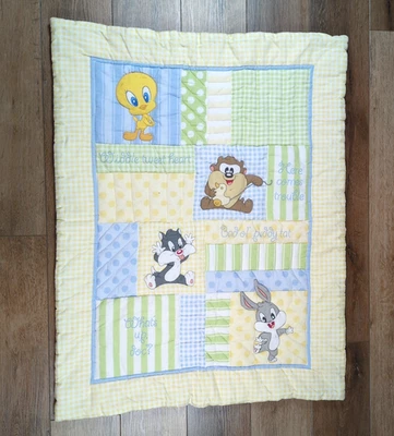 Baby Looney Tunes Baby Blanket Quilt Comforter Bugs Bunny Sylvester Tweety Taz - Image 1 of 4