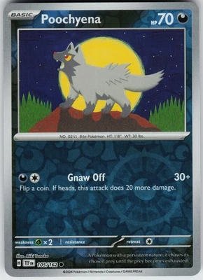 Pokemon Poochyena 105/162 SV05: Temporal Forces NM Reverse Holo card - Image 1 of 2