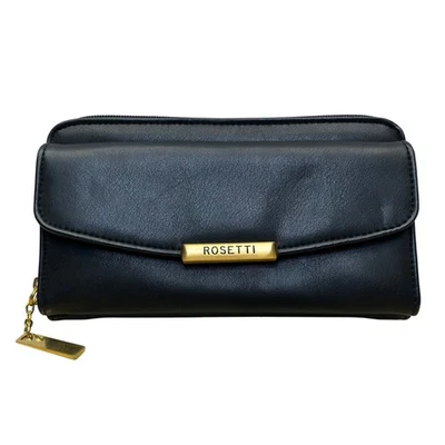 Rosetti Women’s Black Faux Leather With Gold-Tone Accents Foldover Wallet Clutch - Image 1 of 4