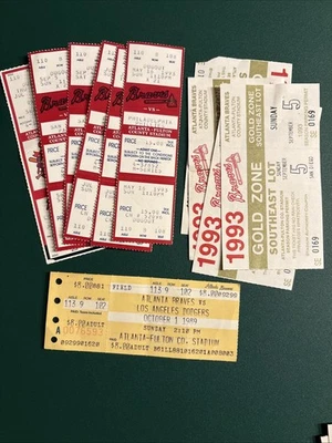 GREG MADDUX WIN BRAVES TICKET STUB LOT SMOLTZ GLAVINE WIN DEION SANDERS PIAZZA - Image 1 of 4
