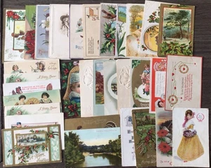 Vintage Antik Lot 32 Postkarten Anfang 1900 Urlaub Weihnachten Ostern 1910’s - Bild 1 von 10