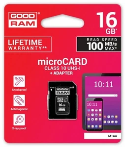 5908267930137 Karta microSDHC 16GB CL10 + adapter GOODRAM - Zdjęcie 1 z 3