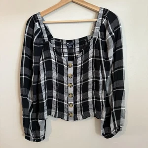 Top American Eagle blanco y negro fuera del hombro talla grande - Imagen 1 de 8