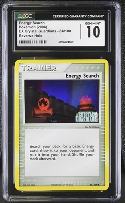 CGC 10 Energy Search EX Crystal Guardians 86/100 Reverse Holo STAMPED Pokemon - Image 1 of 2