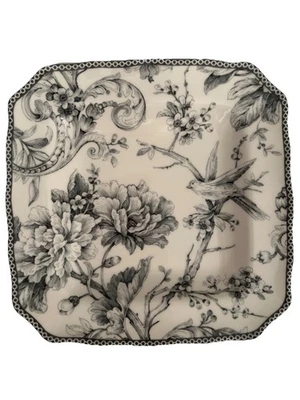 222 Fifth Adelaide Grey 8.5” Square Salad Plates Set of 4 NEW - Image 1 of 4