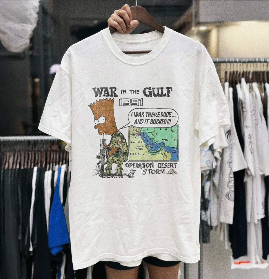 BOOTLEG BART (90s ENERGY)WAR IN THE GULF 1991 WHITE T-SHIRT - Image 1 of 2