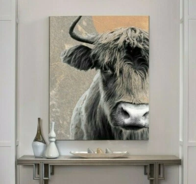 XXL LEINWAND BILD BIS 130x100x5 STIER KUH BULLE ABSTRAKT MODERN WANDBILD GEMÄLDE - Bild 1 von 4