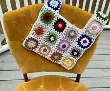 Crochet granny square purse-white with colorful centers-good gift