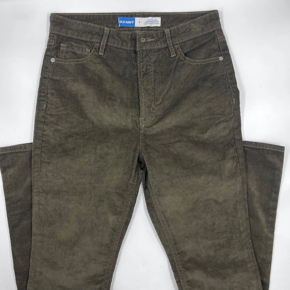 Pantalones para mujer Old Navy Kickers corte bota talla 4 verde pana mezcla algodón pantalón Foto 1 de 4