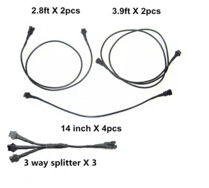 3 Size Black Extension Cable Wire 3 Channel Splitter For Motor Led Accent Light - Imagen 1 de 10