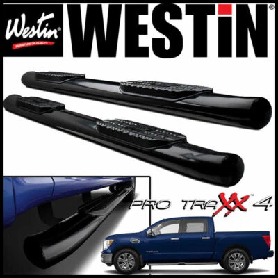 Barras de paso Westin Pro Traxx 4" ovaladas Nerf aptas para Nissan Titan/XD 2016-2022 doble cabina Foto 1 de 4