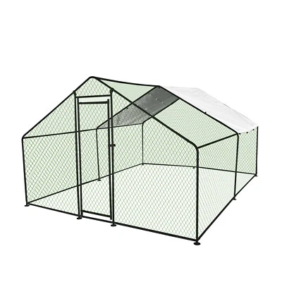 13 x 9.8 x 6.6 Large Metal Chicken Coop Walk-in Poultry Cage Hen Run House - Image 1 of 4