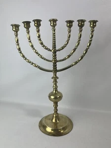 7-CANDLE Brass MENORAH Large Vintage Movable Branches - Picture 1 of 12