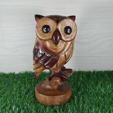 WOODEN OWL Wood Carved Handmade Collectible Gift Home Decor 7" High