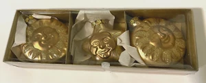 Vintage Glass Christmas Ornaments Gold Colored 2 Circle Suns & Star Sun NEW - Picture 1 of 5
