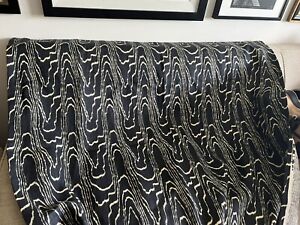 Kelly Wearstler Groundworks Linen Fabric 64” Long X 53” Width Black Beige Print