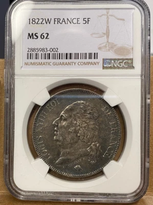 1822W FRANCE 5F MS62 NGC RARE - Image 1 of 4