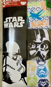 NEW BOY'S Size 4 STAR WARS 3 PACK BRIEFS UNDERWEAR .DARTH VADER  TROOPER - Picture 1 of 2