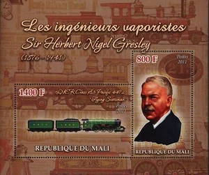Sir Herbert Nigel Gresley Steam Engineer Souvenir Sheet of 2 Stamps MNH - Picture 1 of 3