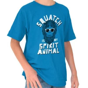 Sasquatch Bigfoot Spirit Animal Hipster Gift Youth Crewneck T Shirts Boy or Girl - Picture 1 of 7