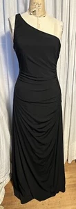 Bari Jay Womens One Shoulder Blk Jersey Long Event Dress Sz 11-12 Pre-owned - Picture 1 of 11