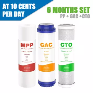 Filtro acqua sedimenti CTO GAC PP guscio cocco 3 pezzi 10" x 2,5" - Foto 1 di 10