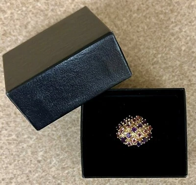 Anillo racimo cóctel amatista y turmalina rosa | Talla 7 Foto 1 de 4