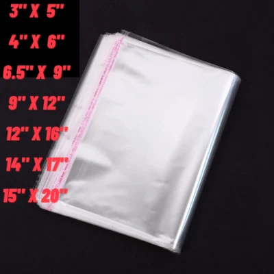 INFLATE DECORATE LTD Clear Seal & Peel Transparent Cellophane Cloth Sweet Bags See Through Opp Bag UK