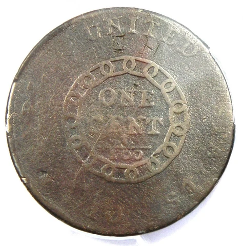 1793 Chain Flowing Hair Large Cent 1C "Ameri" Coin - Certified PCGS Fair Detail Cover