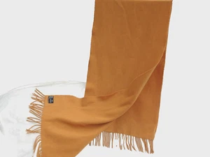 Fine Woollens Mustard 100% Cashmere Large Scarf Woven in Scotland - Picture 1 of 9
