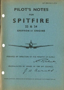 Spitfire 22 & 24 Piloten Notizen: RAF Fighter/neu gedrucktes Handbuch - Bild 1 von 1