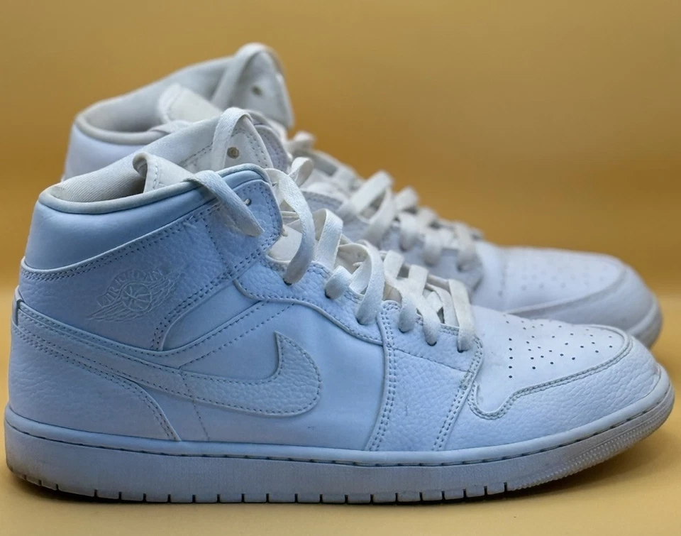 Size 11.5 - Jordan 1 Mid Triple White - 554724-130 - Image 1 of 4