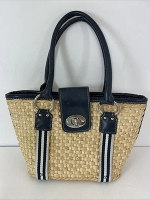 CHAPS - Bolso de mano de verano azul marino y azul paja. Excelente Estado Foto 1 de 4