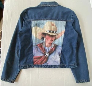 Doreman Burns Gordon James Damen Painted Cowgirl Blue Jeans Jeansjacke Nieten M - Bild 1 von 11