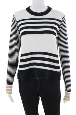 Suéter Pullover Algodón Para Otoño Cachemira Unisex Azul Oscuro Rayas Talla M Foto 1 de 4