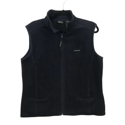 Chaleco polar negro NY Jeans talla L con cierre de cremallera completa y bolsillos Foto 1 de 4