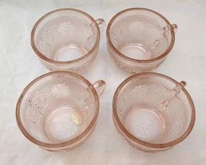 Tiara Sandwich Indiana Glass Peach Pink 4pc Coffee Tea Cups VTG, New - Picture 1 of 6
