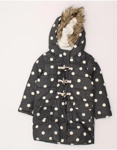 GAP Girls Hooded Padded Coat 4-5 Years Grey Polka Dot Polyester BR01 - Picture 1 of 3