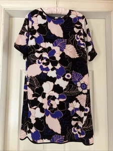 Dorothy Perkins Black Cream Blue Pink Short Sleeved Dress Size 12 BNWOT - Picture 1 of 5
