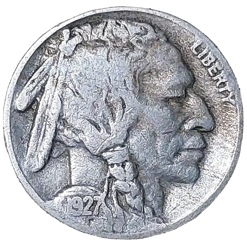 1927-S San Francisco Buffalo Nickel 5 Cents-Scarcer Date!~F-VF FINE+ Cover
