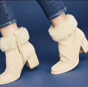Anthropologie Bill Blass Shearling-Trimmed Booties - Picture 1 of 8