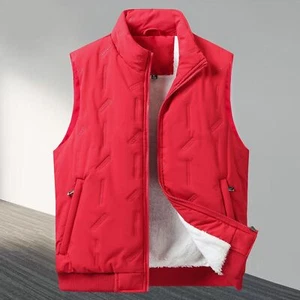 Men's Fleeced Vest Casual Stand Collar Thermal Vest Warm Padded Jacket Waistcoat - Picture 1 of 23