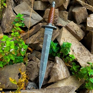 Herramienta hecha a mano Damasco hoja de acero, daga de palillo de dientes de Arkansas, regalo de padrinos de boda EE. UU. - Imagen 1 de 6