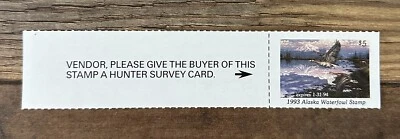 WTDstamps - 1993 ALASKA - State Duck Stamp - Mint OG NH **HUNTER TYPE** - Image 1 of 2