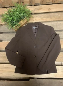 ANN TAYLOR Fitted Blazer Jacket Sz 6 Brown Collared Button Down Bussines - Picture 1 of 12