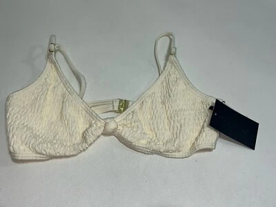 ¡NUEVO CON ETIQUETAS! Top de bikini South Beach con nudo frontal estilo fruncido correa ajustable crema talla 8 Foto 1 de 4