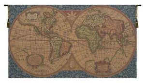 Old World Map Italian Tapestry Elegant Wall Hanging with Lined Backing - Picture 1 of 4