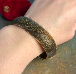 MONET filigraner Paisley Muster Klapp Armreif Armband signiert goldfarben magnetisch - Bild 1 von 13